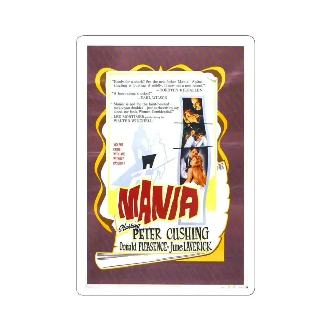 MANIA 1960 Movie Poster - STICKER Vinyl Kiss-Cut Decal 6 Inch White - The Sticker Space