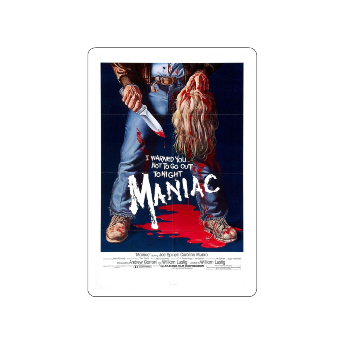 MANIAC 1980 Movie Poster STICKER Vinyl Die-Cut Decal-2 Inch-The Sticker Space