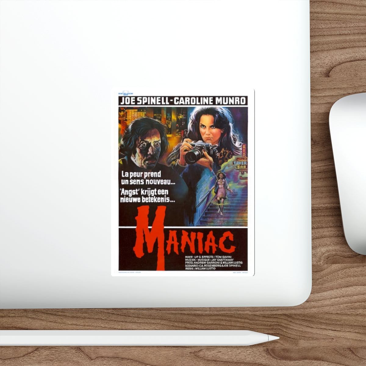 MANIAC (BELGIAN) 1980 Movie Poster STICKER Vinyl Die-Cut Decal-The Sticker Space