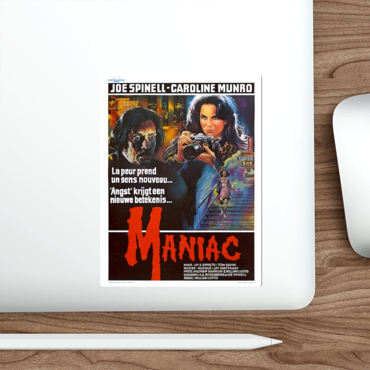 MANIAC (BELGIAN) 1980 Movie Poster STICKER Vinyl Die-Cut Decal-The Sticker Space