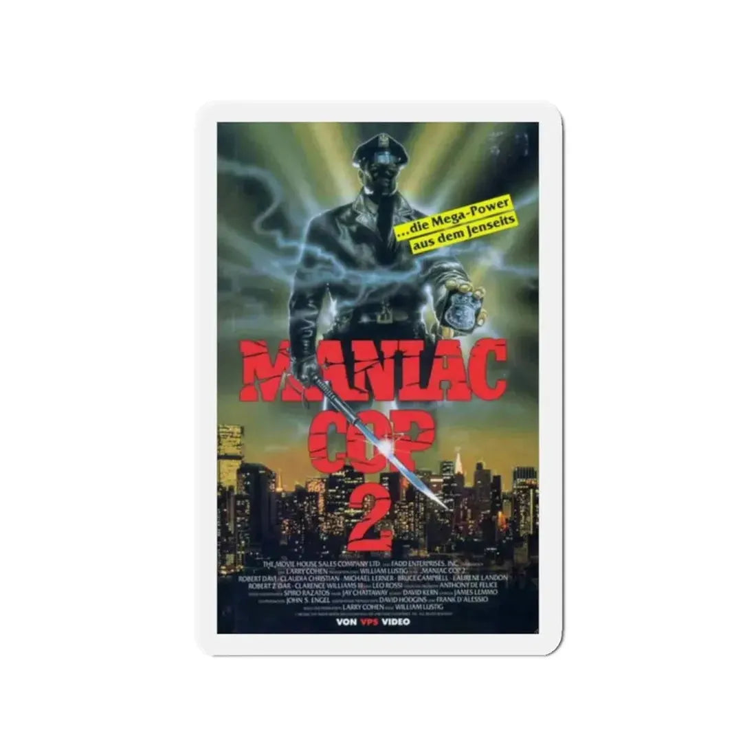 MANIAC COP 2 (GERMAN) 1990 Movie Poster - Refrigerator Magnet - The Sticker Space