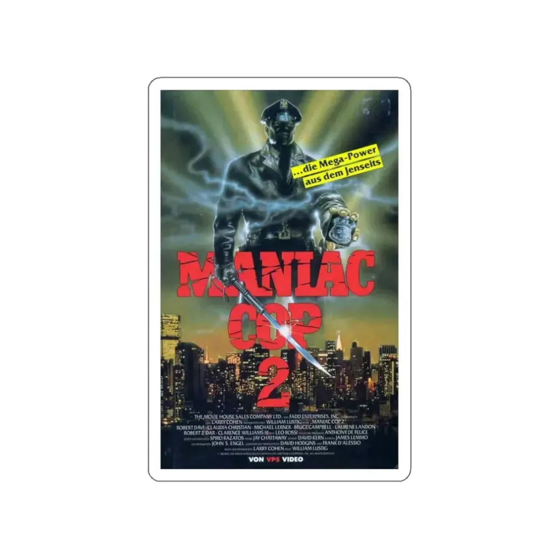 MANIAC COP 2 (GERMAN) 1990 Movie Poster STICKER Vinyl Die-Cut Decal 3 Inch - The Sticker Space