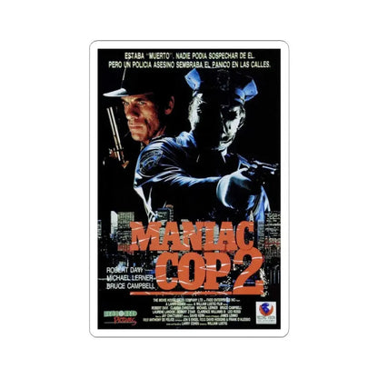 MANIAC COP 2 (SPANISH) 1990 Movie Poster - STICKER Vinyl Kiss-Cut Decal 4 Inch White - The Sticker Space