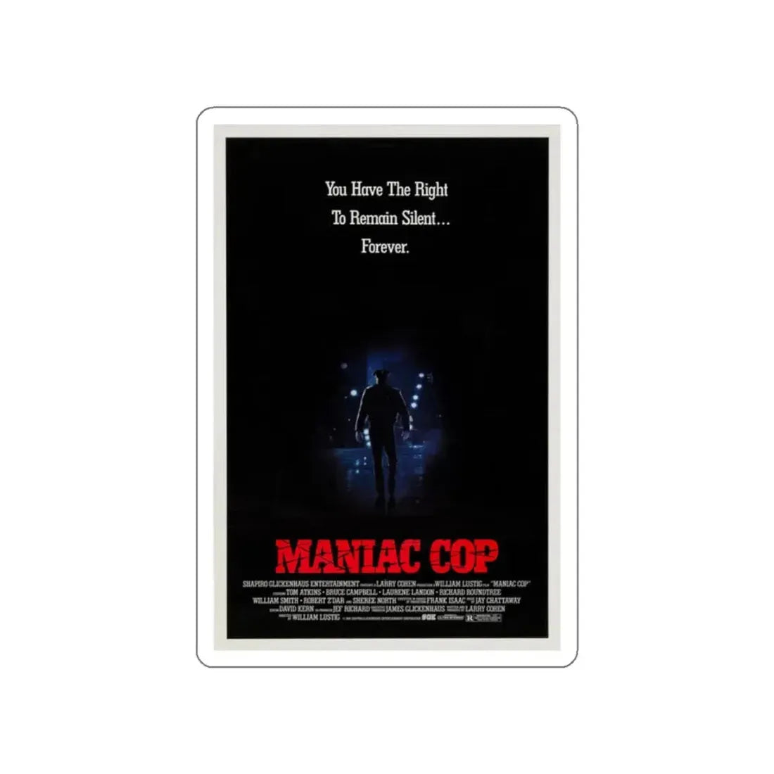 MANIAC COP (TEASER) 1988 Movie Poster STICKER Vinyl Die-Cut Decal 2 Inch - The Sticker Space