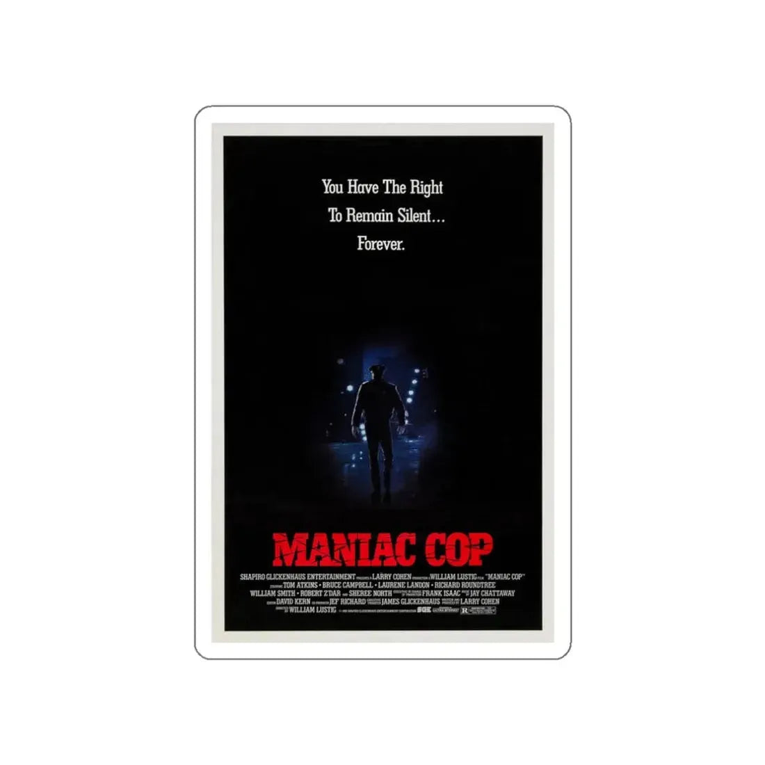 MANIAC COP (TEASER) 1988 Movie Poster STICKER Vinyl Die-Cut Decal - The Sticker Space