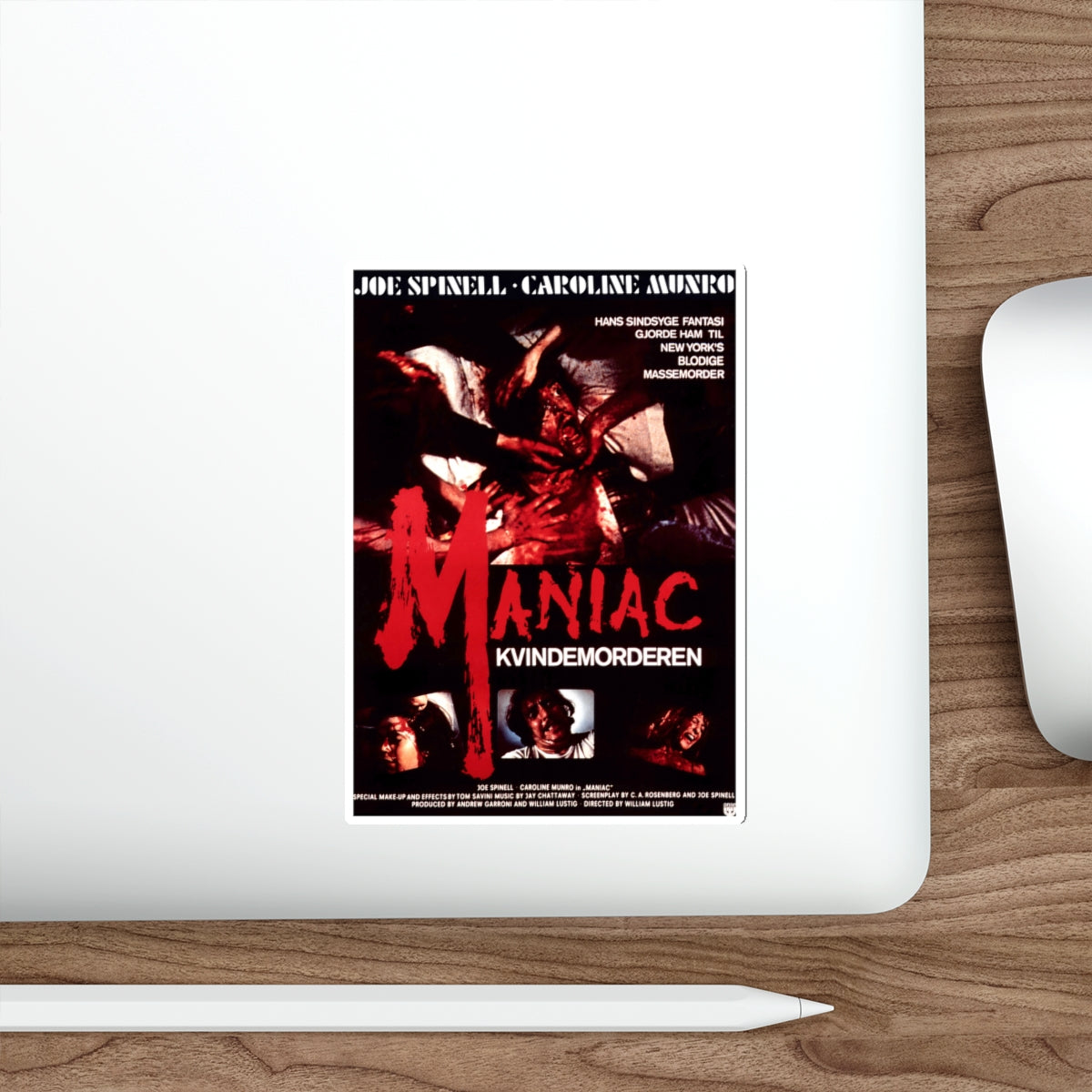 MANIAC (DANISH) 1980 Movie Poster STICKER Vinyl Die-Cut Decal-The Sticker Space