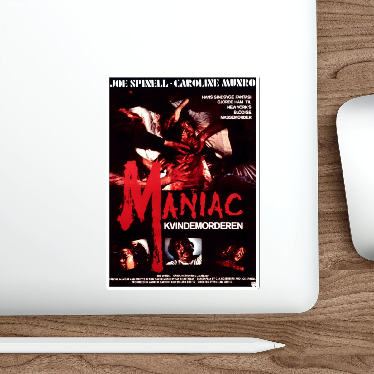 MANIAC (DANISH) 1980 Movie Poster STICKER Vinyl Die-Cut Decal-The Sticker Space