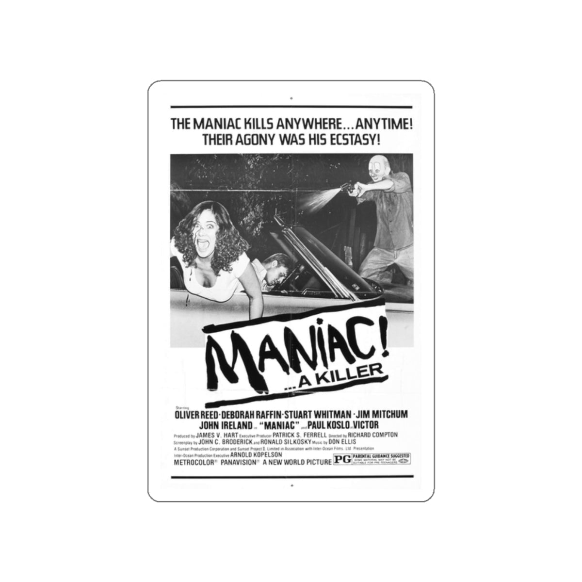 MANIAC! (RANSOM) 1977 Movie Poster STICKER Vinyl Die-Cut Decal-White-The Sticker Space