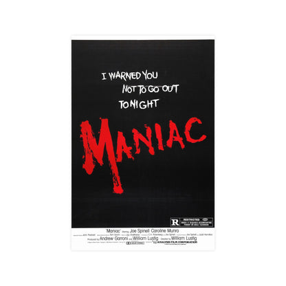 MANIAC (TEASER) 1980 - Paper Movie Poster-12″ x 18″ (Vertical)-The Sticker Space