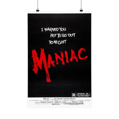 MANIAC (TEASER) 1980 - Paper Movie Poster-16″ x 24″-The Sticker Space