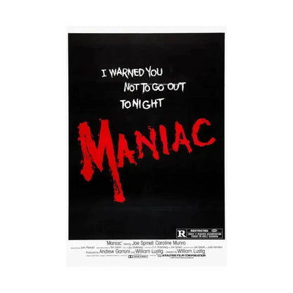 MANIAC (TEASER) 1980 - Paper Movie Poster - The Sticker Space