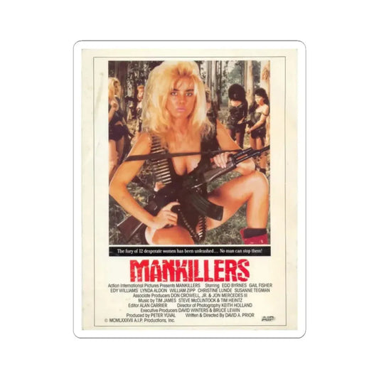 MANKILLERS 1987 Movie Poster - STICKER Vinyl Kiss-Cut Decal 2 Inch White - The Sticker Space