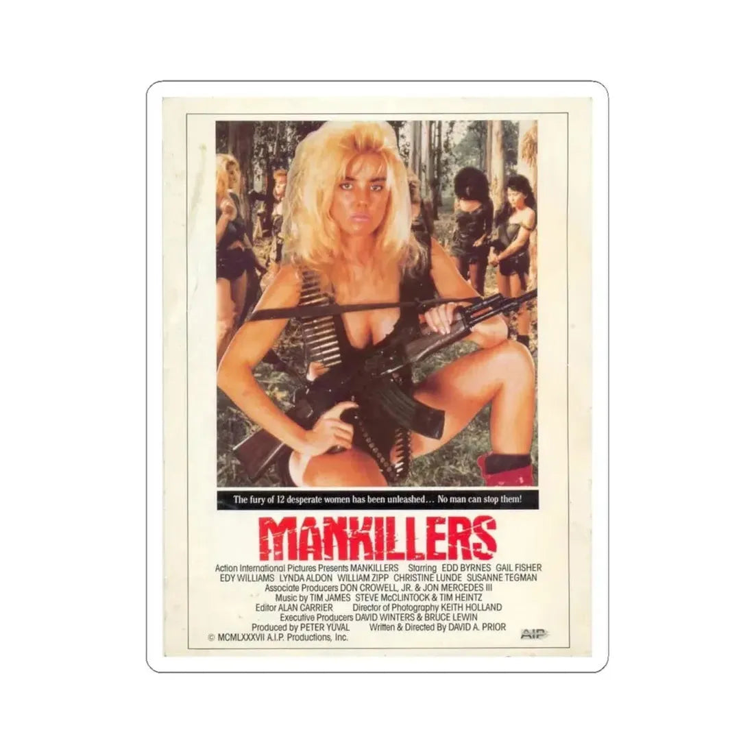MANKILLERS 1987 Movie Poster - STICKER Vinyl Kiss-Cut Decal 6 Inch White - The Sticker Space