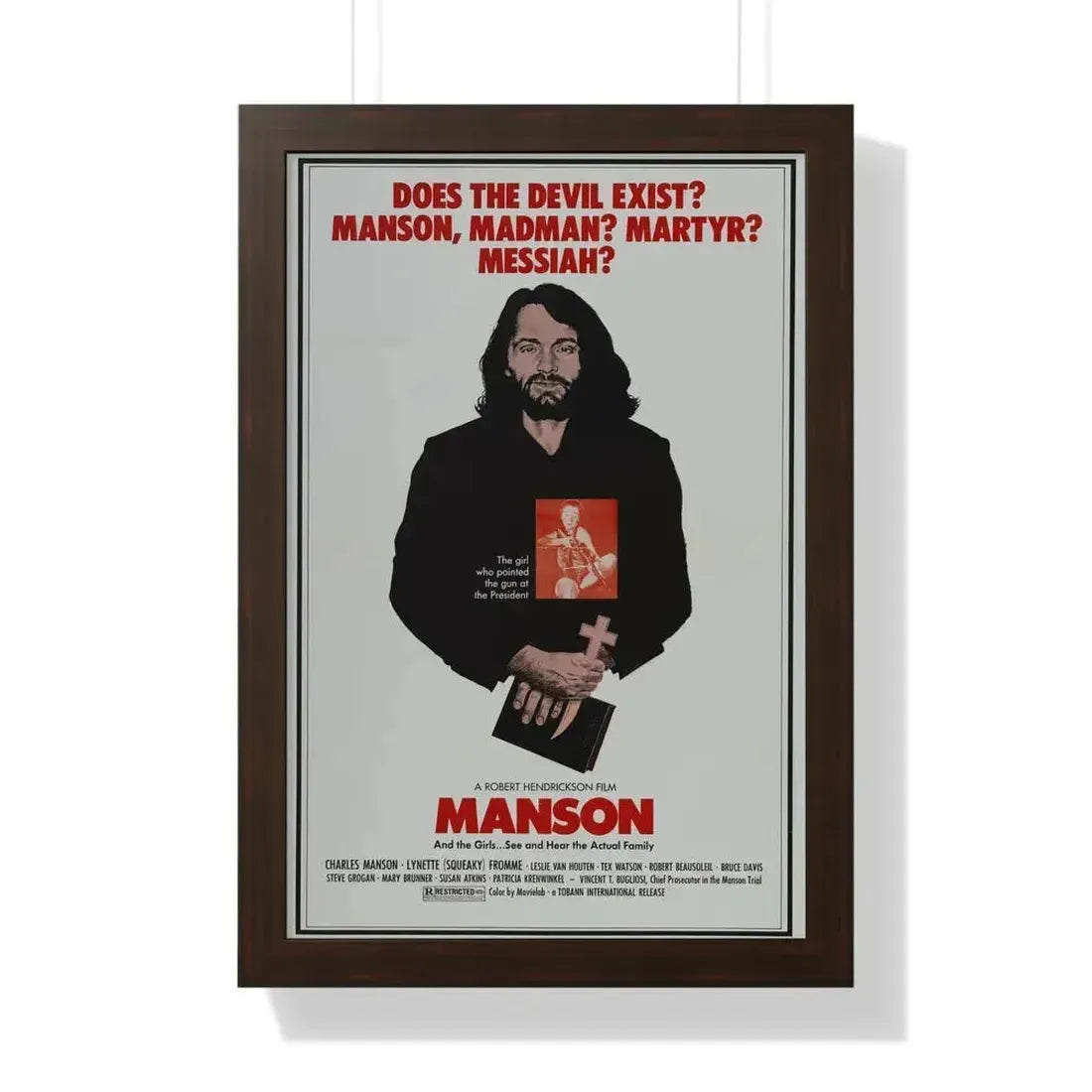MANSON 1973 - Framed Movie Poster 16″ x 24″ Walnut - The Sticker Space