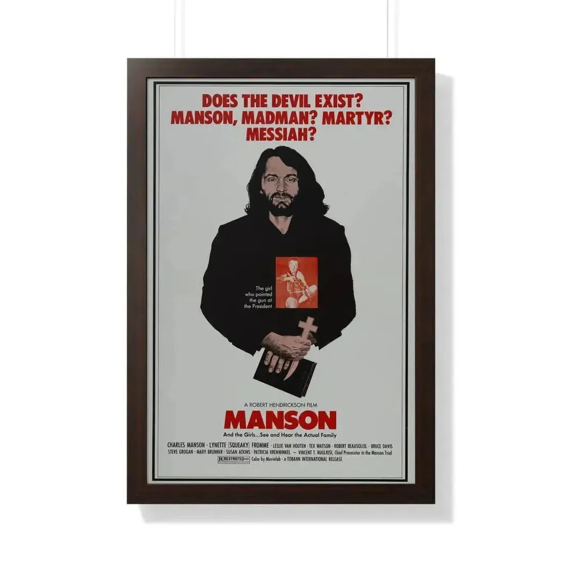 MANSON 1973 - Framed Movie Poster 20" x 30" Walnut - The Sticker Space