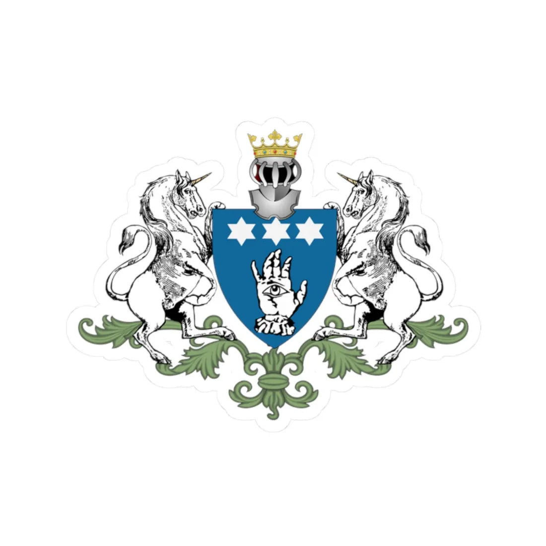 Manu family coat of arms (Algeria) (Coat of Arms) STICKER Vinyl Kiss-Cut Decal 2 Inch White - The Sticker Space