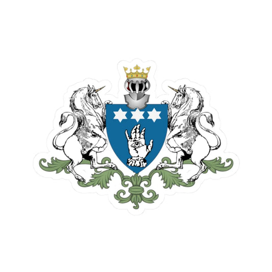 Manu family coat of arms (Algeria) (Coat of Arms) STICKER Vinyl Kiss-Cut Decal 2 Inch White - The Sticker Space