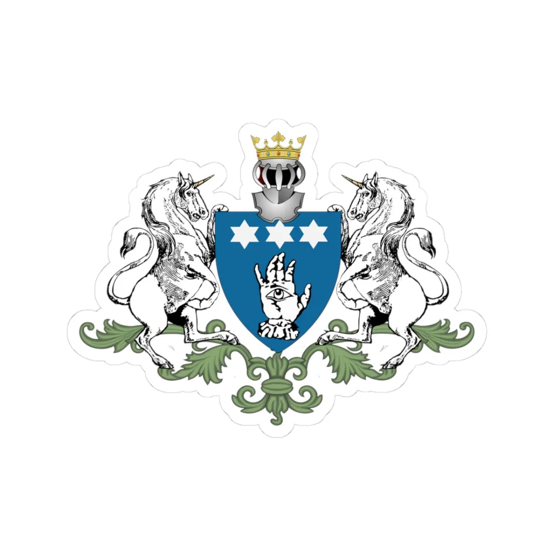 Manu family coat of arms (Algeria) (Coat of Arms) STICKER Vinyl Kiss-Cut Decal 3 Inch White - The Sticker Space