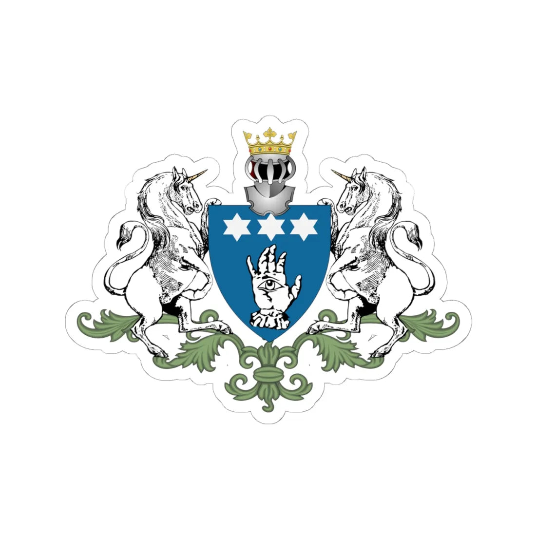 Manu family coat of arms (Algeria) (Coat of Arms) STICKER Vinyl Kiss-Cut Decal 6 Inch White - The Sticker Space