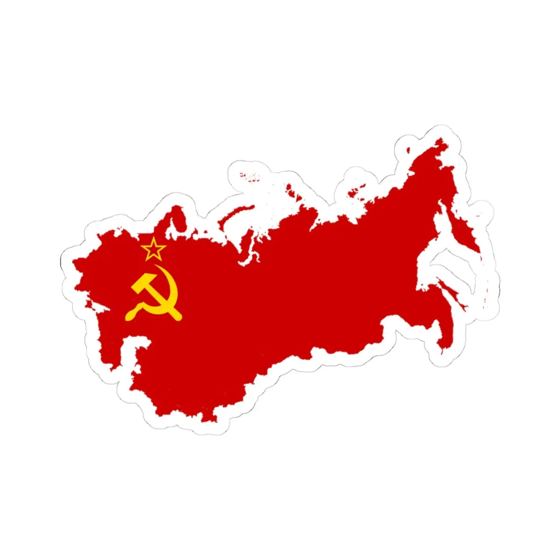 Map-Flag of the Soviet Union (Russia) STICKER Vinyl Kiss-Cut Decal 4 Inch White - The Sticker Space
