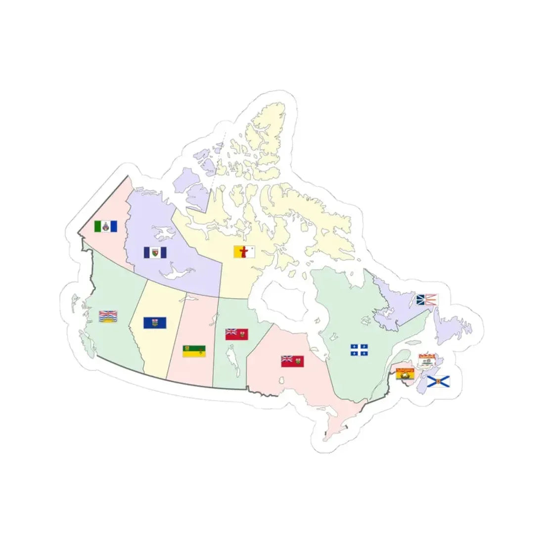 Map of Canada with flags (Canada) STICKER Vinyl Kiss-Cut Decal 3 Inch White - The Sticker Space