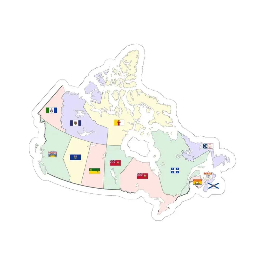 Map of Canada with flags (Canada) STICKER Vinyl Kiss-Cut Decal 6 Inch White - The Sticker Space