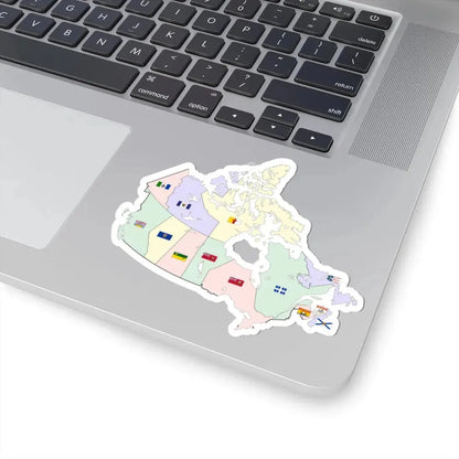 Map of Canada with flags (Canada) STICKER Vinyl Kiss-Cut Decal - The Sticker Space