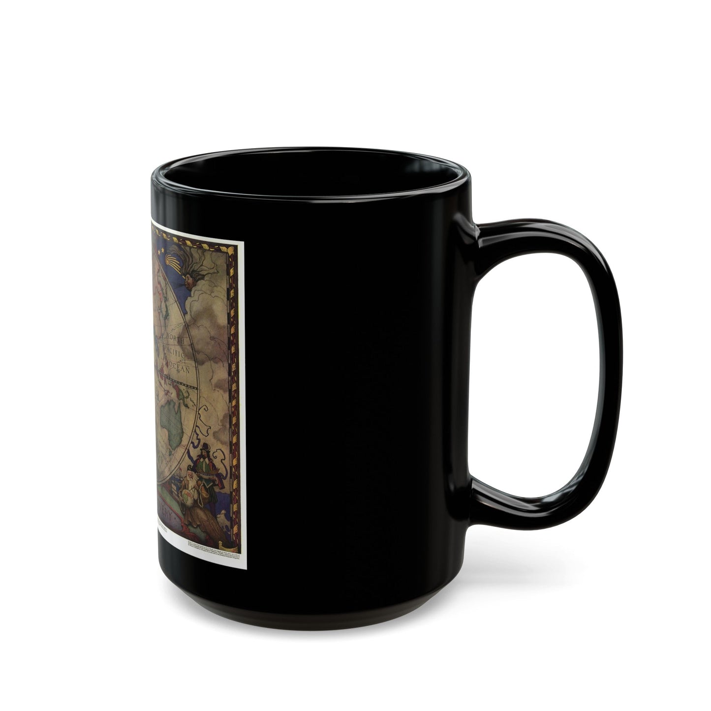 Map of Discovery- Eastern Hemisphere (1928) (Map) Black Coffee Mug-The Sticker Space