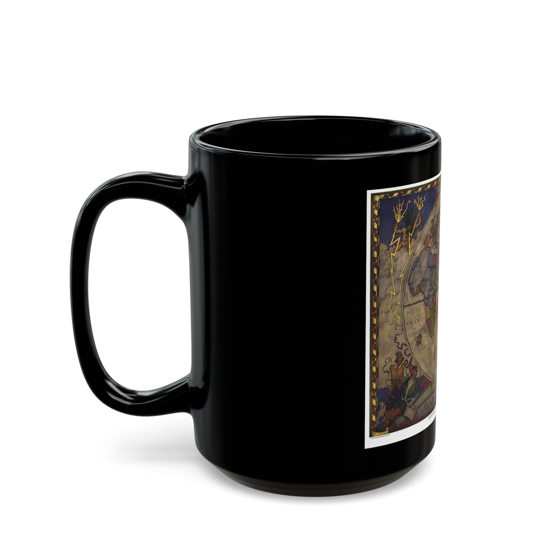 Map of Discovery- Eastern Hemisphere (1928) (Map) Black Coffee Mug-The Sticker Space