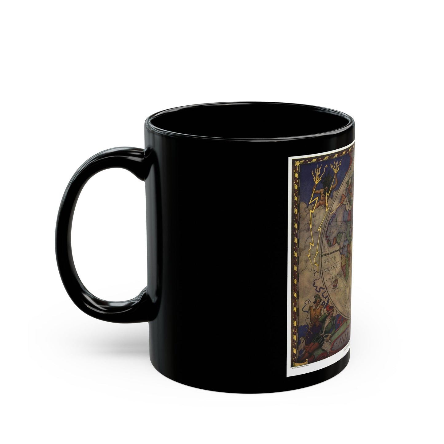 Map of Discovery- Eastern Hemisphere (1928) (Map) Black Coffee Mug-The Sticker Space