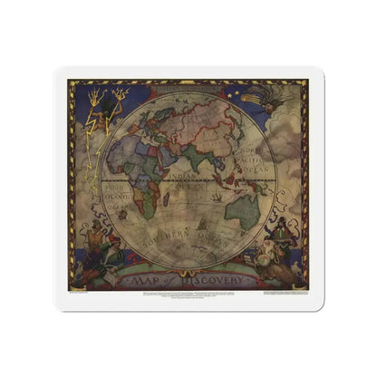 Map of Discovery- Eastern Hemisphere (1928) (Map) Refrigerator Magnet 4 Inch - The Sticker Space