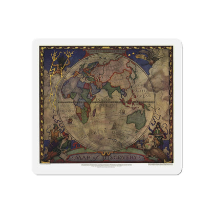 Map of Discovery- Eastern Hemisphere (1928) (Map) Refrigerator Magnet-5" x 5"-The Sticker Space