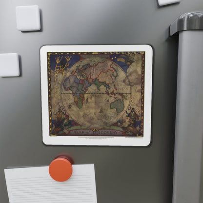 Map of Discovery- Eastern Hemisphere (1928) (Map) Refrigerator Magnet-The Sticker Space