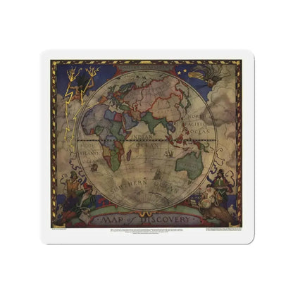 Map of Discovery- Eastern Hemisphere (1928) (Map) Refrigerator Magnet - The Sticker Space