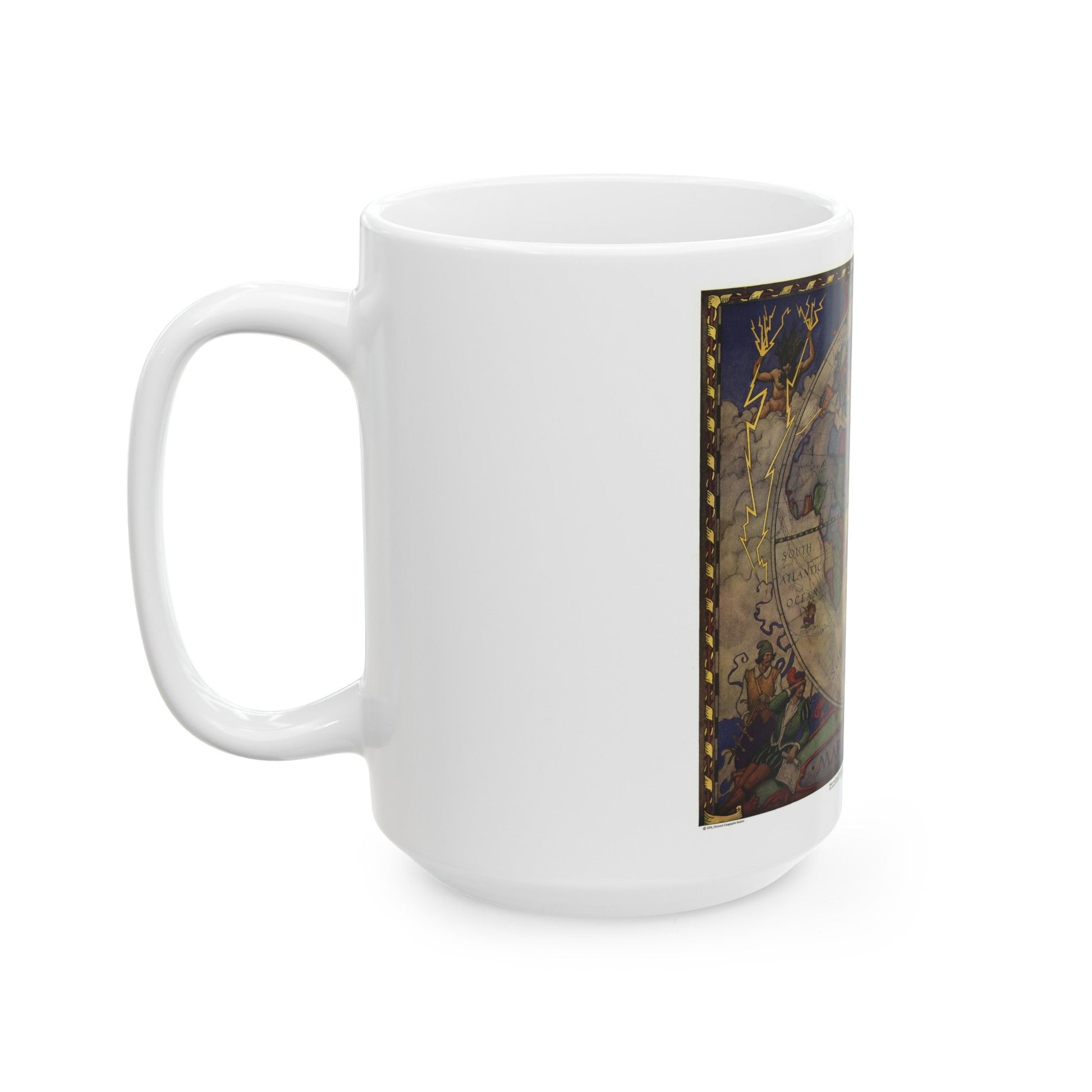 Map of Discovery- Eastern Hemisphere (1928) (Map) White Coffee Mug-The Sticker Space