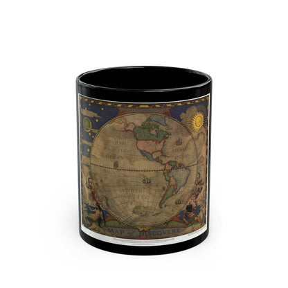 Map of Discovery- Western Hemisphere (1928) (Map) Black Coffee Mug-11oz-The Sticker Space