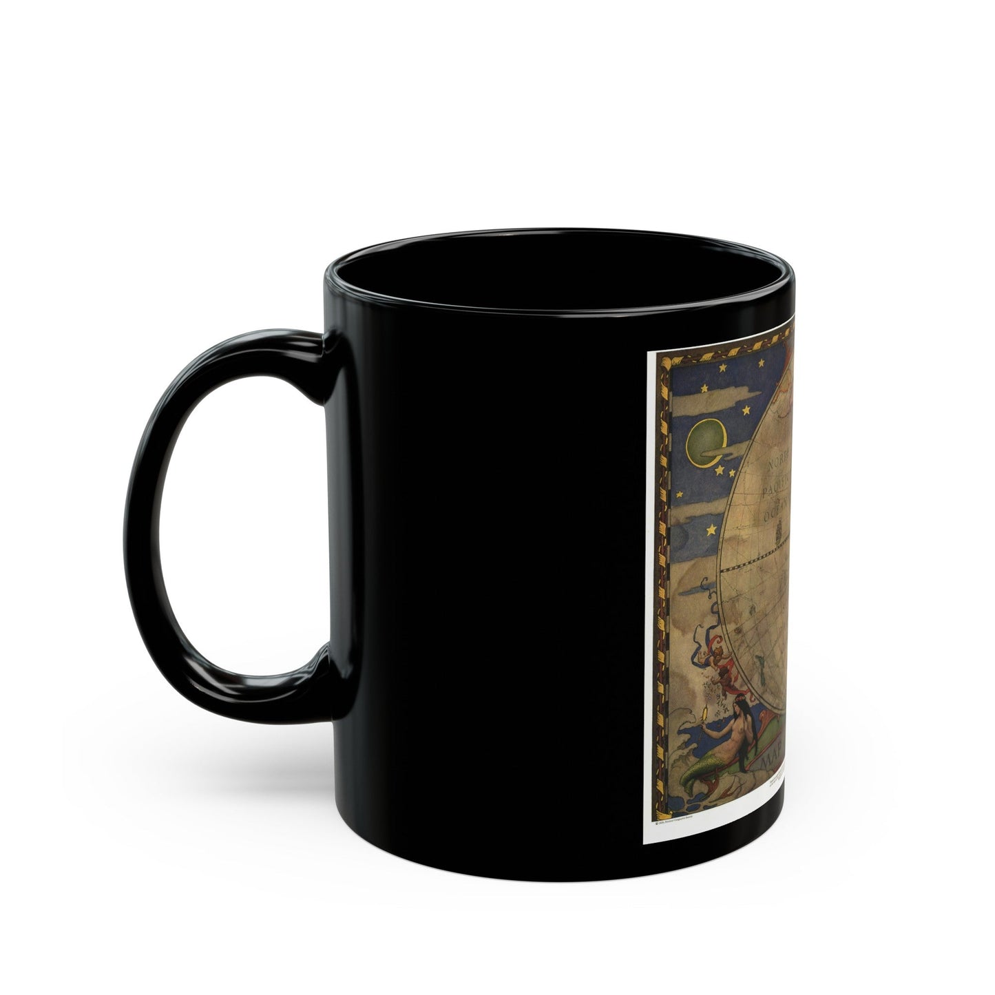 Map of Discovery- Western Hemisphere (1928) (Map) Black Coffee Mug-The Sticker Space