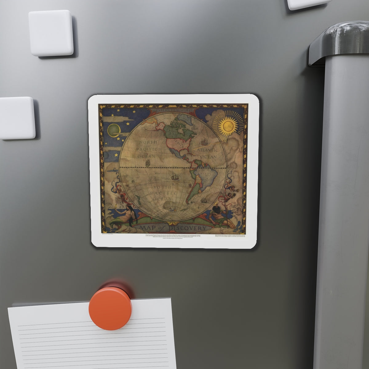 Map of Discovery- Western Hemisphere (1928) (Map) Refrigerator Magnet-The Sticker Space