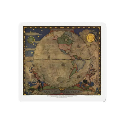 Map of Discovery- Western Hemisphere (1928) (Map) Refrigerator Magnet 5 Inch - The Sticker Space