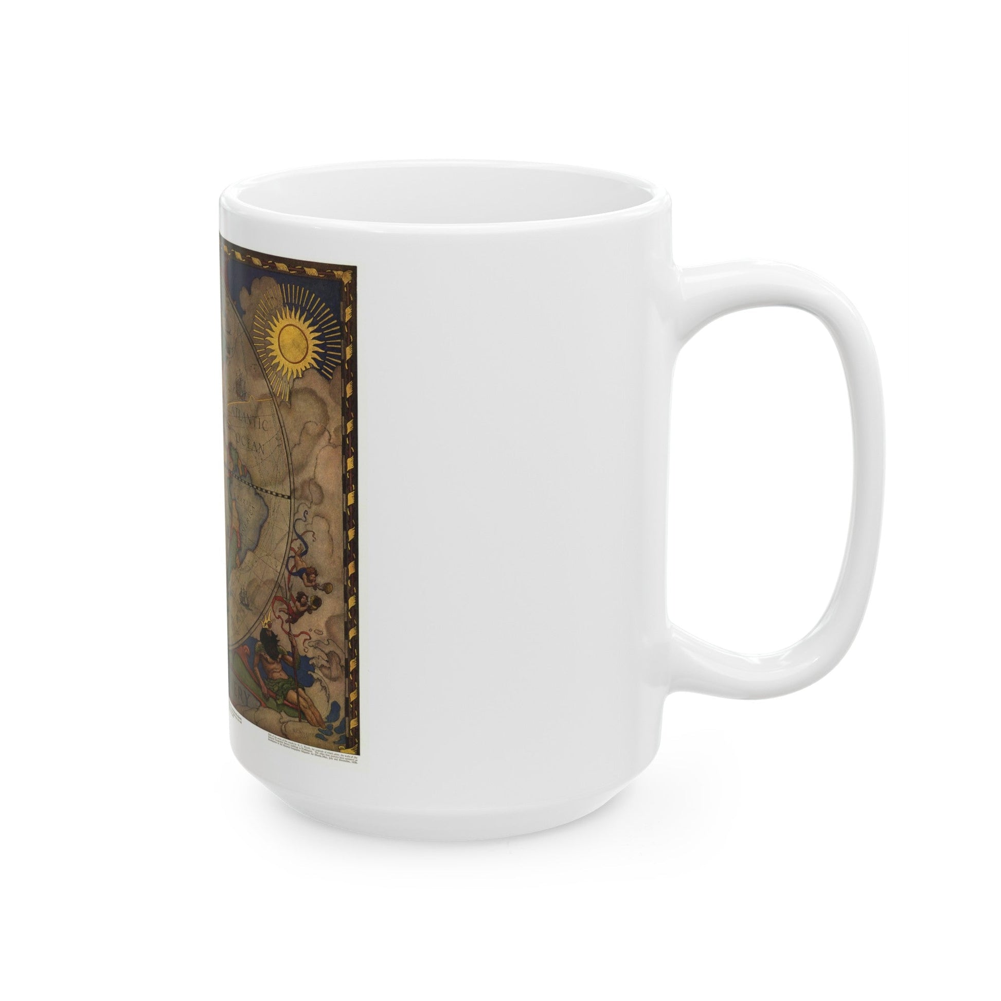 Map of Discovery- Western Hemisphere (1928) (Map) White Coffee Mug-The Sticker Space