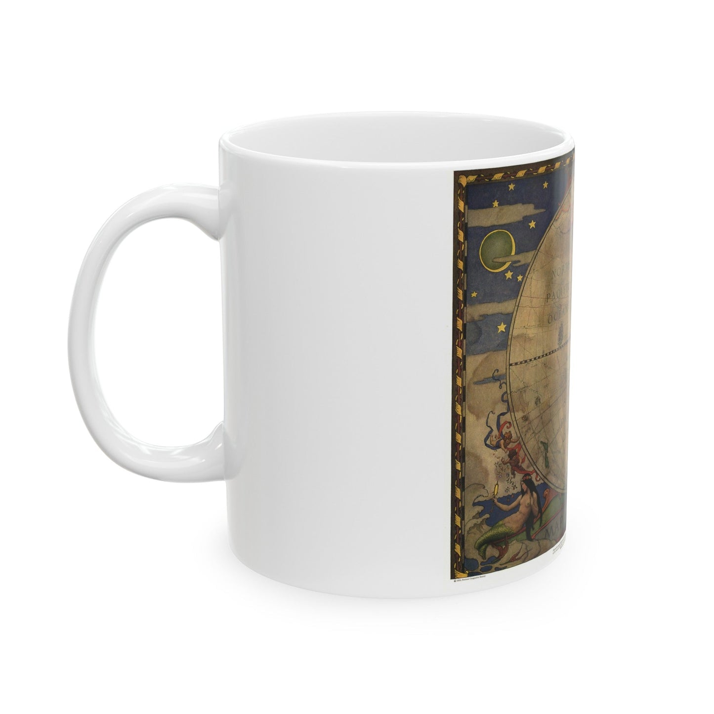 Map of Discovery- Western Hemisphere (1928) (Map) White Coffee Mug-The Sticker Space