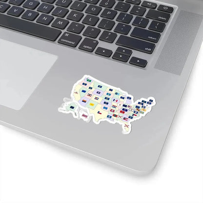 Map of the United States with flags (United States) STICKER Vinyl Kiss-Cut Decal - The Sticker Space