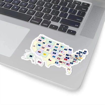 Map of the United States with flags (United States) STICKER Vinyl Kiss-Cut Decal - The Sticker Space
