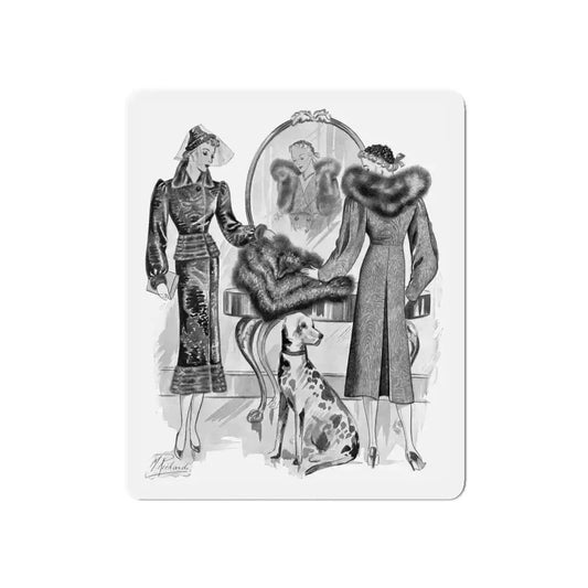 Marcus Furs advertisement, 1937 (Magazine Illustration) Refrigerator Magnet 6 Inch Die-Cut - The Sticker Space