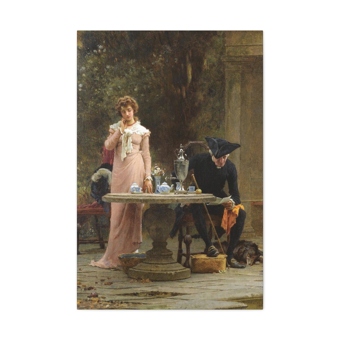 Marcus Stone (1840-1921) An offer of Marriage - 1883 - Canvas Wall Art-24″ x 36″-The Sticker Space