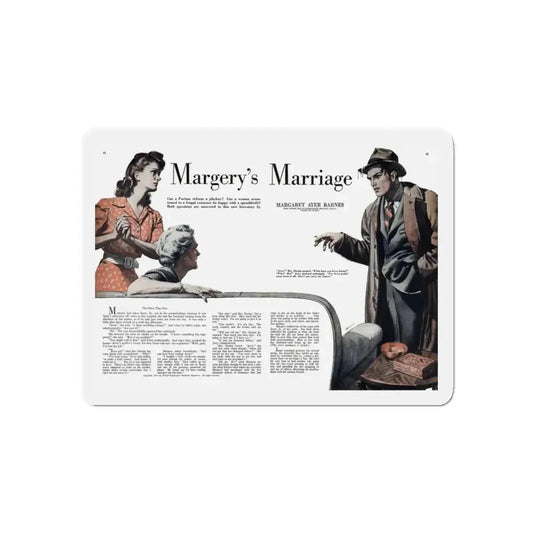 Margery's Marriage (1), Redbook, October 1942 (Magazine Illustration) Refrigerator Magnet 6 Inch Die-Cut - The Sticker Space