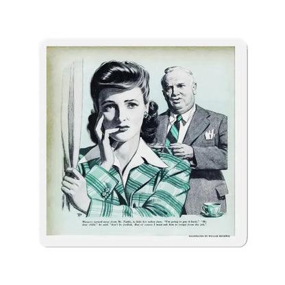 Margery's Marriage (2), Redbook, October 1942 (Magazine Illustration) Refrigerator Magnet 3 Inch - The Sticker Space