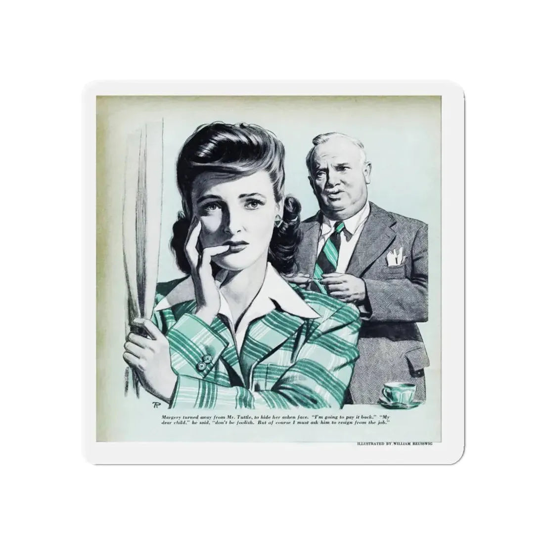 Margery's Marriage (2), Redbook, October 1942 (Magazine Illustration) Refrigerator Magnet - The Sticker Space