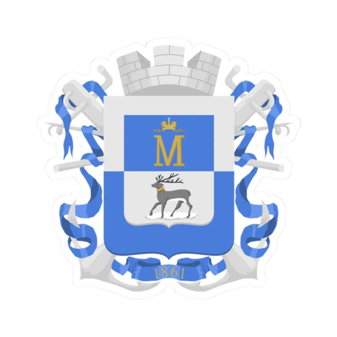 Mariehamn coat of arms 1881 (Finland) (Coat of Arms) STICKER Vinyl Kiss-Cut Decal 2 Inch White - The Sticker Space