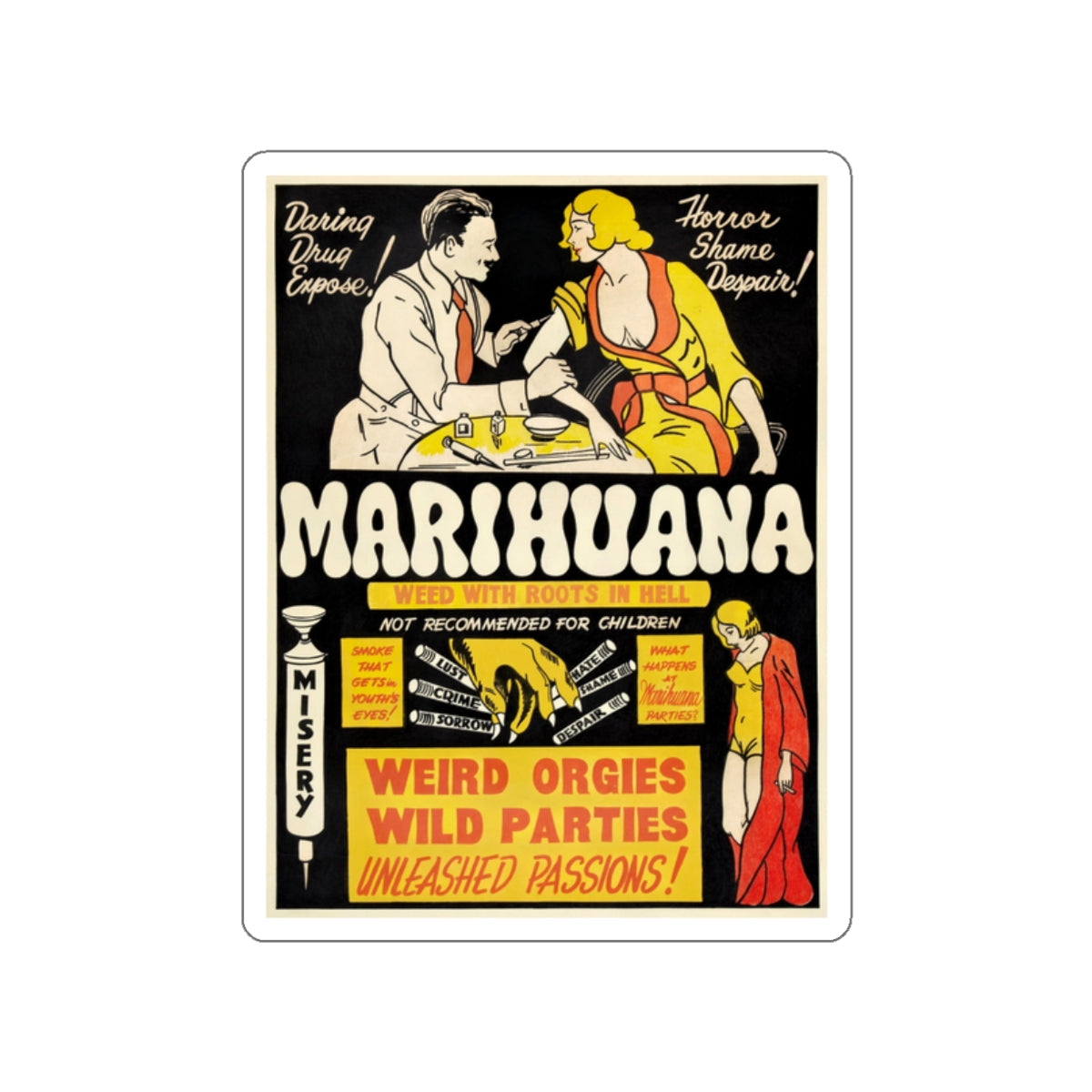 MARIHUANA 1936 Movie Poster STICKER Vinyl Die-Cut Decal-2 Inch-The Sticker Space